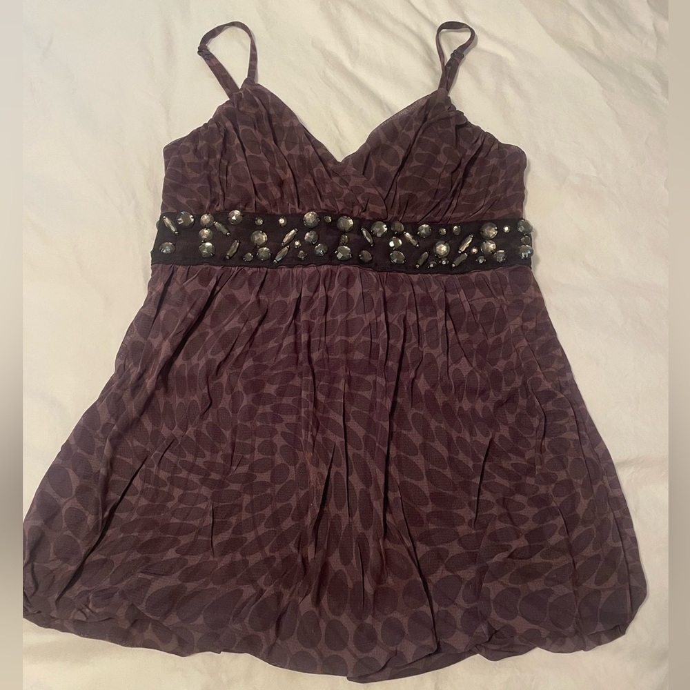 Anthro Weston Wear purple dot top size small 